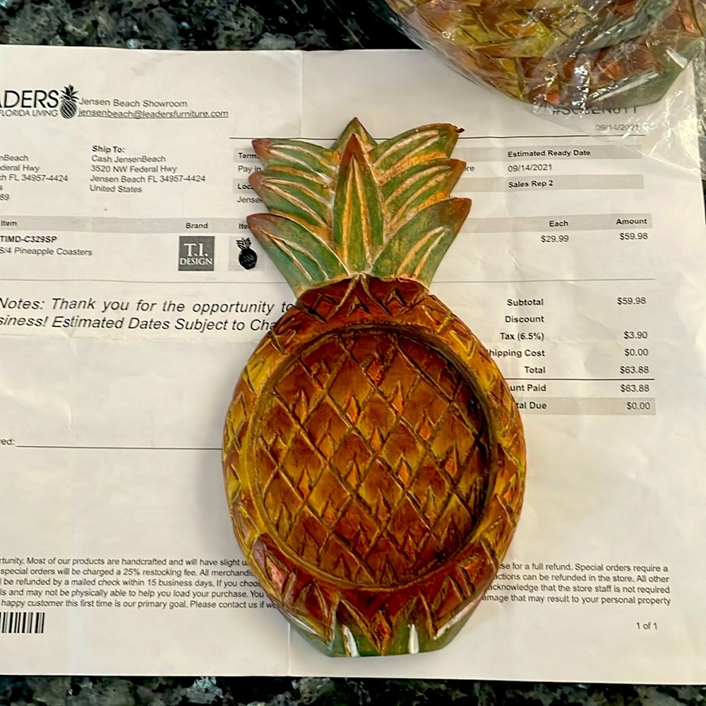 Wooden pineapple coasters